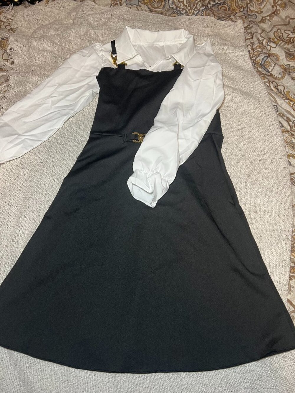 Girls Preppy Layered 2-in-1 Shirt Dress size 13/14 year old
